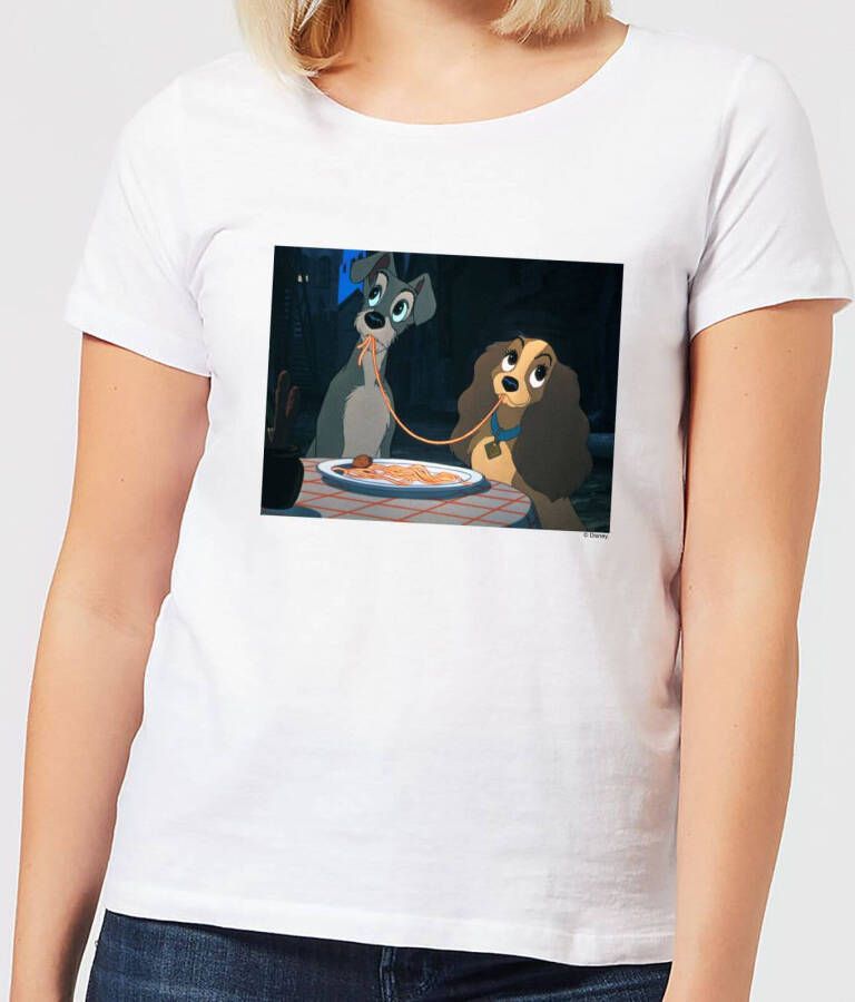 Disney Lady en de Vagebond Spaghetti Scene dames t shirt Wit