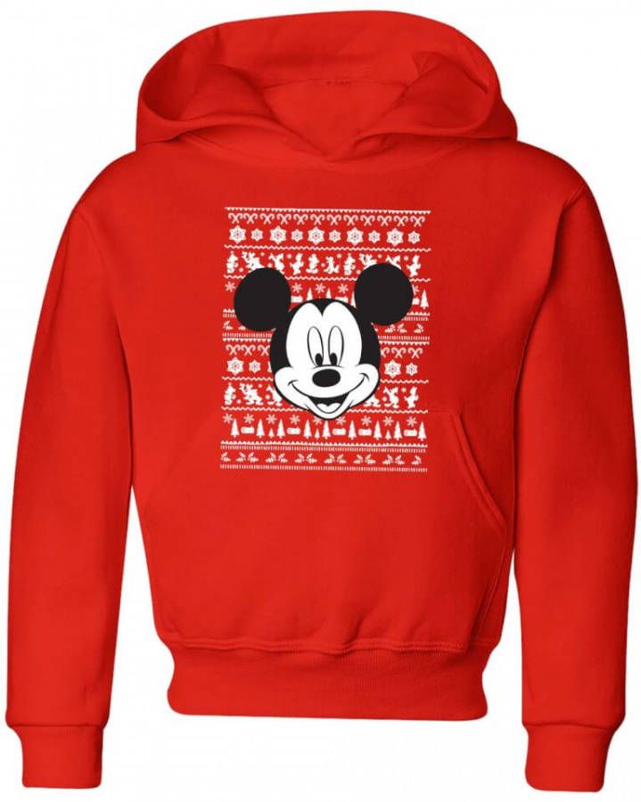 Disney Mickey Mouse Face kinder kerst hoodie Rood 146/152(11 12 jaar) Rood