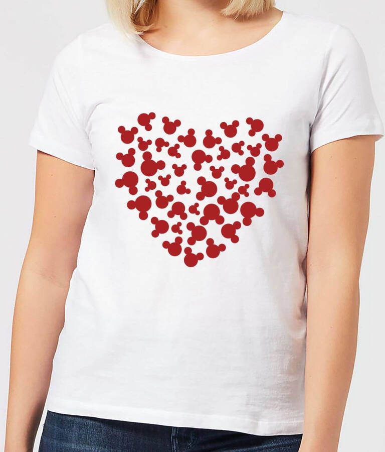 Disney Mickey Mouse Hart Silhouet Dames T shirt Wit
