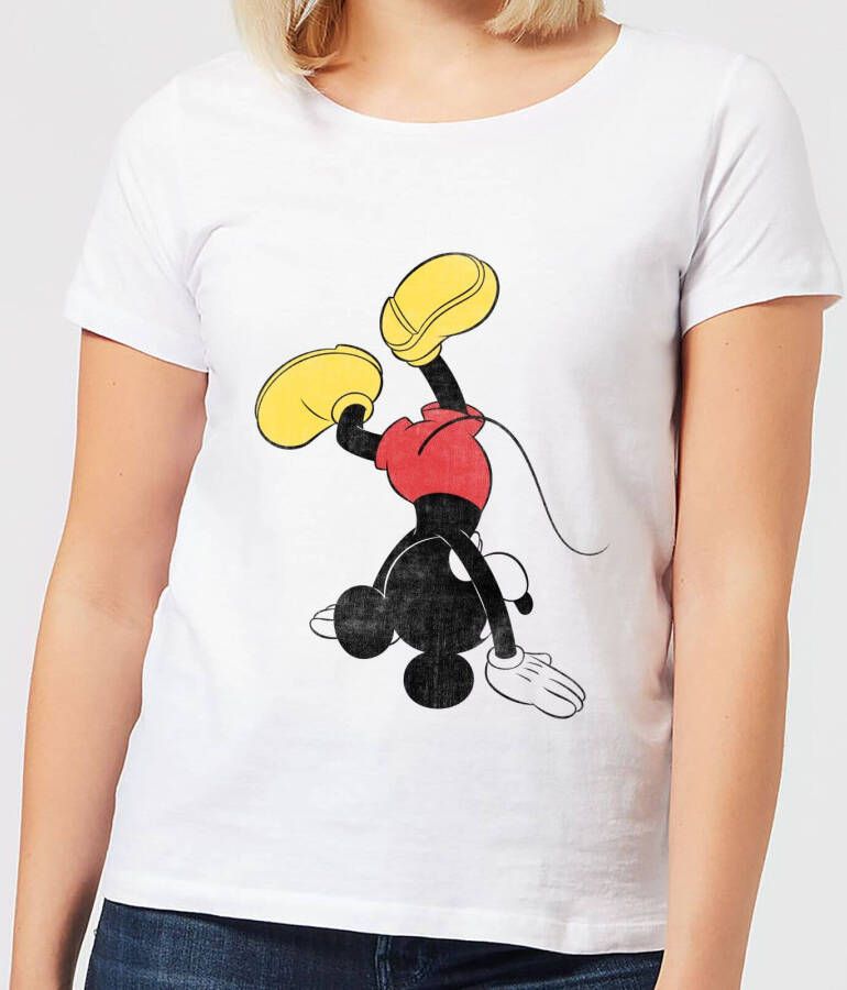 Disney Mickey Mouse Op Zijn Kop Dames T shirt Wit