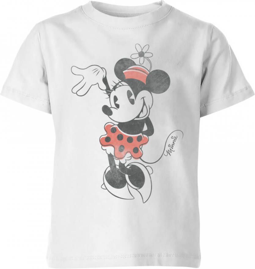 Disney Minnie Mouse Zwaaiend Kinder T Shirt Wit 146/152(11 12 jaar) Wit