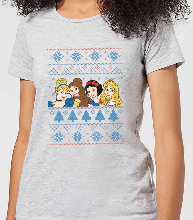 Disney Prinsessen Faces dames kerst t shirt Grijs